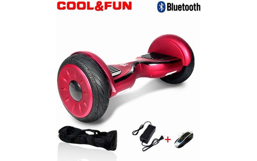 COOL&FUN Hoverboard Bluetooth Tout terrain,Gyropode 10''Horseboard Rouge bordeaux